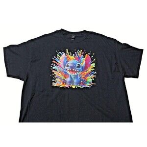 Disney's Stitch Color Drip T Shirt Gildan Heavy Cotton Short Sleeve XL New